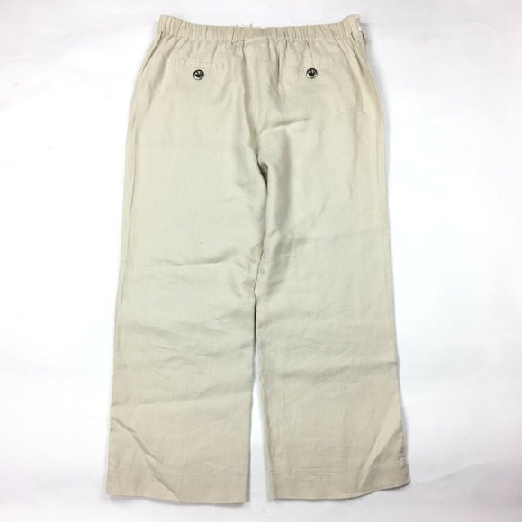 Soft Surroundings Linen Cropped Pants Beige White - Picture 3 of 6